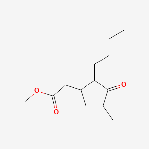 molecular formula C13H22O3 B12671817 Methyl 2-butyl-4-methyl-3-oxocyclopentaneacetate CAS No. 84604-48-8