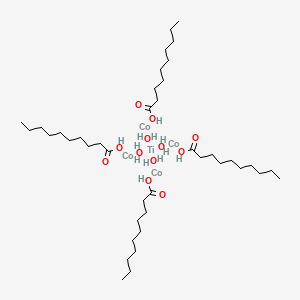 molecular formula C40H88Co4O12Ti B12671841 Tetrakis((decanoato-O)cobalt)tetra-mu-oxotitanium CAS No. 84145-31-3