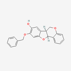 molecular formula C22H18O4 B12671850 6H-Benzofuro(3,2-c)(1)benzopyran-8-ol, 6a,11a-dihydro-9-(phenylmethoxy)-, cis- CAS No. 152490-62-5