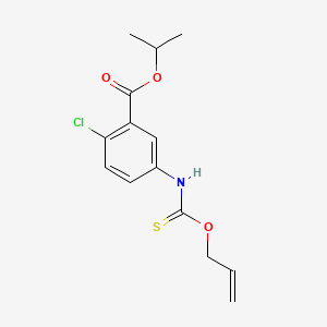 molecular formula C14H16ClNO3S B12671999 Benzoic acid, 2-chloro-5-(((2-propenyloxy)thioxomethyl)amino)-, 1-methylethyl ester CAS No. 135812-37-2