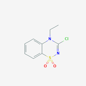 molecular formula C9H9ClN2O2S B012672 3-Chloro-4-ethyl-4H-1,2,4-benzothiadiazin-1,1-dioxide CAS No. 107089-77-0