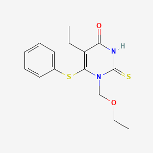 molecular formula C15H18N2O2S2 B12672013 1-Ethoxymethyl-phenylthio-5-ethyl-2-thiouracil CAS No. 136011-43-3