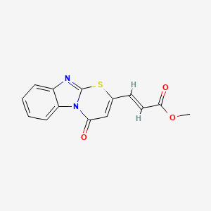 molecular formula C14H10N2O3S B12672044 Methyl (2E)-3-(4-oxo-4H-(1,3)thiazino(3,2-a)benzimidazol-2-yl)acrylate CAS No. 83443-84-9