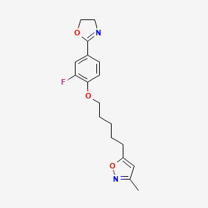 molecular formula C18H21FN2O3 B12672093 Isoxazole, 5-(5-(4-(4,5-dihydro-2-oxazolyl)-2-fluorophenoxy)pentyl)-3-methyl- CAS No. 98033-69-3
