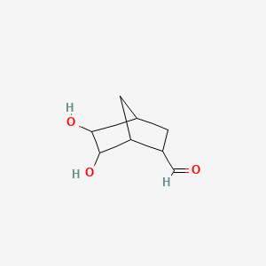 molecular formula C8H12O3 B12672128 5,6-Dihydroxybicyclo[2.2.1]heptane-2-carbaldehyde CAS No. 94277-87-9