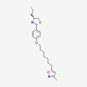 molecular formula C23H32N2O3 B12672175 Isoxazole, 5-(7-(4-((4R)-4,5-dihydro-4-propyl-2-oxazolyl)phenoxy)heptyl)-3-methyl- CAS No. 112270-42-5