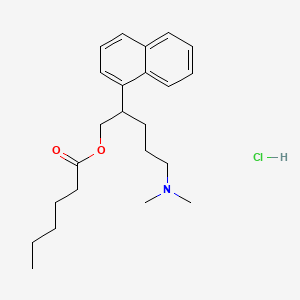 molecular formula C23H34ClNO2 B12672191 Hexanoic acid, 5-(dimethylamino)-2-(1-naphthalenyl)pentyl ester, hydrochloride CAS No. 119585-31-8