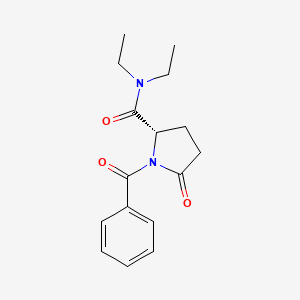 molecular formula C16H20N2O3 B12672240 (S)-1-Benzoyl-N,N-diethyl-5-oxopyrrolidine-2-carboxamide CAS No. 85760-92-5