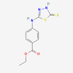molecular formula C11H11N3O2S2 B12672270 Ethyl 4-((4,5-dihydro-5-thioxo-1,3,4-thiadiazol-2-yl)amino)benzoate CAS No. 71486-55-0