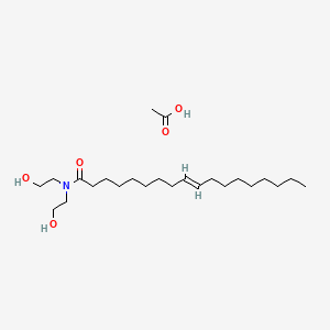 molecular formula C22H43NO3.C2H4O2<br>C24H47NO5 B12672360 Bis(2-hydroxyethyl)(octadec-9-enoyl)ammonium acetate CAS No. 94094-34-5