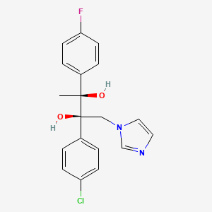 molecular formula C19H18ClFN2O2 B12672365 2,3-Butanediol, 2-(4-chlorophenyl)-3-(4-fluorophenyl)-1-(1H-imidazol-1-yl)-, (2R,3S)- CAS No. 107680-20-6