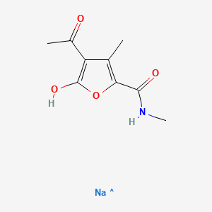 molecular formula C9H11NO4.Na<br>C9H11NNaO4 B12672466 Sodium 4-acetyl-5-hydroxy-N,3-dimethylfuran-2-carboxamidate CAS No. 84912-09-4