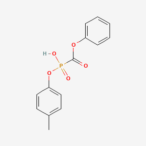 molecular formula C14H13O5P B12672624 Phosphinecarboxylic acid, hydroxy(4-methylphenoxy)-, phenyl ester, oxide CAS No. 74270-20-5