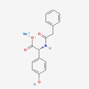 molecular formula C16H14NNaO4 B12672673 Sodium (R)-(4-hydroxyphenyl)(phenylacetamido)acetate CAS No. 84604-82-0