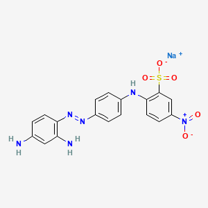molecular formula C18H15N6NaO5S B12672943 Sodium 2-(4-((2,4-diaminophenyl)azo)anilino)-5-nitrobenzenesulphonate CAS No. 94236-85-8