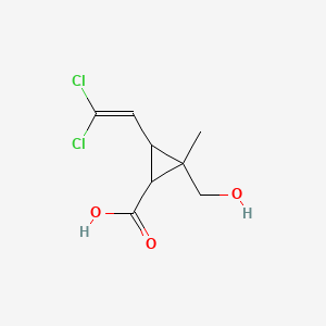 molecular formula C8H10Cl2O3 B12673019 Cyclopropanecarboxylic acid, 3-(2,2-dichloroethenyl)-2-(hydroxymethyl)-2-methyl- CAS No. 64162-73-8