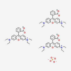molecular formula C84H93N6O13P B12673025 Tris(9-(2-carboxyphenyl)-3,6-bis(diethylamino)xanthylium) phosphate CAS No. 97280-69-8