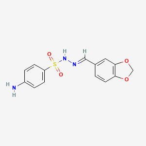 molecular formula C14H13N3O4S B12673065 4-Amino-N'-(1,3-benzodioxol-5-ylmethylene)benzenesulfonohydrazide CAS No. 5448-75-9