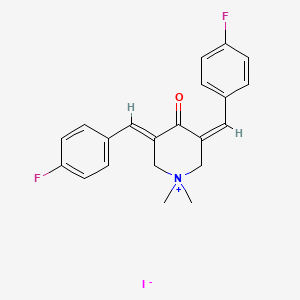 molecular formula C21H20F2INO B12673083 3,5-Bis((4-fluorophenyl)methylene)-1,1-dimethyl-4-oxo-piperidinium iodide CAS No. 142808-58-0