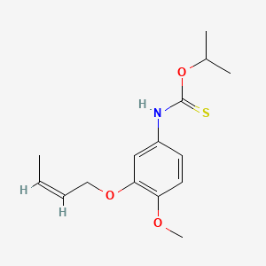 molecular formula C15H21NO3S B12673161 Carbamothioic acid, (3-(2-butenyloxy)-4-methoxyphenyl)-, O-(1-methylethyl) ester CAS No. 165550-02-7