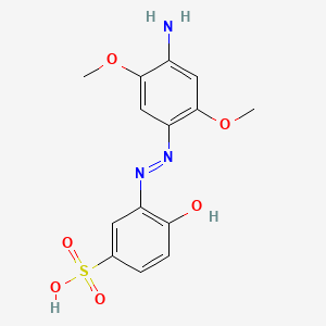 molecular formula C14H15N3O6S B12673269 3-((4-Amino-2,5-dimethoxyphenyl)azo)-4-hydroxybenzenesulphonic acid CAS No. 85895-89-2