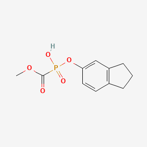 molecular formula C11H13O5P B12673405 Phosphinecarboxylic acid, ((2,3-dihydro-1H-inden-5-yl)oxy)hydroxy-, methyl ester, oxide CAS No. 72304-97-3
