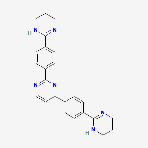 molecular formula C24H24N6 B12673445 2,4-Bis(4-(1,4,5,6-tetrahydro-2-pyrimidinyl)phenyl)pyrimidine CAS No. 160522-89-4