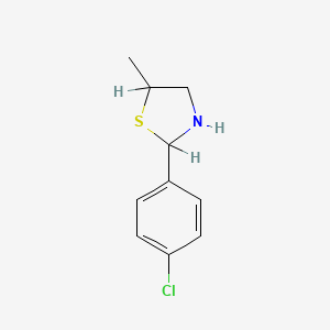 molecular formula C10H12ClNS B12673479 2-(4-Chlorophenyl)-5-methylthiazolidine CAS No. 116113-02-1