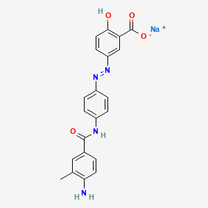 molecular formula C21H17N4NaO4 B12673642 Sodium 5-((4-((4-amino-3-methylbenzoyl)amino)phenyl)azo)salicylate CAS No. 93919-25-6