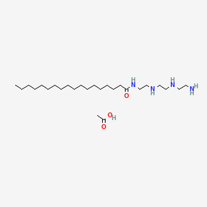 molecular formula C24H52N4O.C2H4O2<br>C26H56N4O3 B12673730 N-(2-((2-((2-Aminoethyl)amino)ethyl)amino)ethyl)stearamide monoacetate CAS No. 93942-08-6