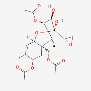 molecular formula C21H28O10 B12673765 Trichothec-9-ene-2-alpha,3-alpha,4-beta,8-alpha,15-pentol, 12,13-epoxy-, 4,8,15-triacetate CAS No. 102433-79-4