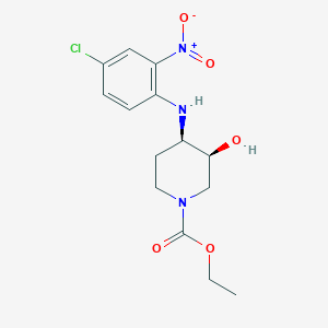 molecular formula C14H18ClN3O5 B12673860 Ethyl cis-4-((4-chloro-2-nitrophenyl)amino)-3-hydroxypiperidine-1-carboxylate CAS No. 84682-25-7