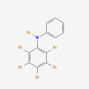 molecular formula C12H5Br6N B12673888 Benzenamine, N-phenyl-, hexabromo deriv. CAS No. 39275-89-3