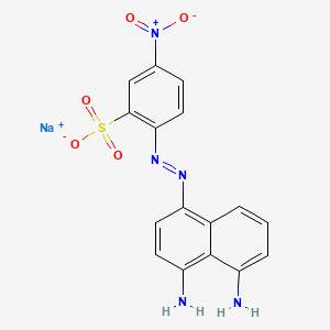 molecular formula C16H12N5NaO5S B12673910 Sodium 2-((4,5-diamino-1-naphthyl)azo)-5-nitrobenzenesulphonate CAS No. 93892-20-7