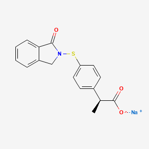 molecular formula C17H14NNaO3S B12673945 Sodium (+)-2-(4-(1,3-dihydro-1-oxo-2H-isoindol-2-ylthio)phenyl)propionate CAS No. 94237-37-3