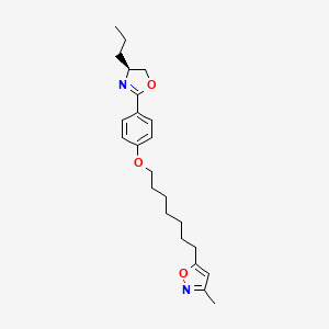 molecular formula C23H32N2O3 B12673955 Isoxazole, 5-(7-(4-((4S)-4,5-dihydro-4-propyl-2-oxazolyl)phenoxy)heptyl)-3-methyl- CAS No. 112270-41-4