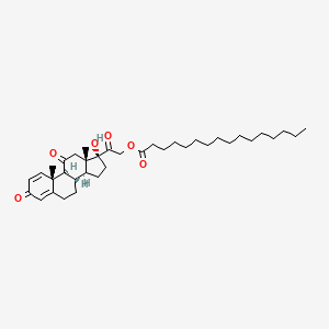 molecular formula C37H56O6 B12674077 17,21-Dihydroxypregna-1,4-diene-3,11,20-trione 21-hexadecanoate CAS No. 39007-81-3