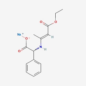 molecular formula C14H16NNaO4 B12674272 Sodium (R)-((3-ethoxy-1-methyl-3-oxoprop-1-enyl)amino)phenylacetate CAS No. 32134-06-8