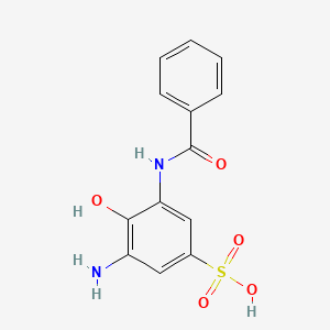 molecular formula C13H12N2O5S B12674324 3-Amino-5-benzamido-4-hydroxybenzenesulphonic acid CAS No. 85237-59-8