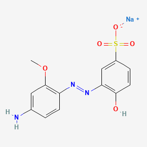 molecular formula C13H12N3NaO5S B12674422 Sodium 3-((4-amino-2-methoxyphenyl)azo)-4-hydroxybenzenesulphonate CAS No. 85895-93-8