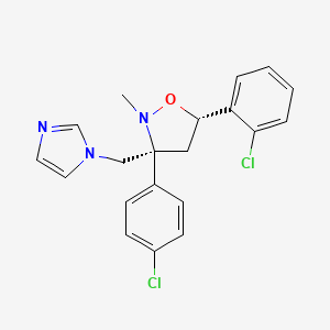 molecular formula C20H19Cl2N3O B12674438 cis-5-(2-Chlorophenyl)-3-(4-chlorophenyl)-3-(1H-imidazol-1-ylmethyl)-2-methylisoxazolidine CAS No. 113614-52-1