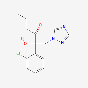 molecular formula C14H16ClN3O2 B12674455 3-Hexanone, 2-(2-chlorophenyl)-2-hydroxy-1-(1H-1,2,4-triazol-1-yl)- CAS No. 107658-89-9