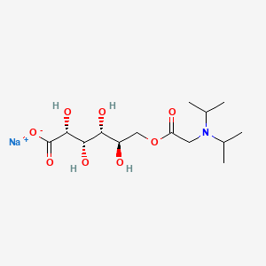 molecular formula C14H26NNaO8 B12674480 D-Gluconic acid, 6-ester with N,N-diisopropylglycine, monosodium salt CAS No. 93981-18-1