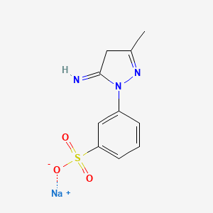 molecular formula C10H10N3NaO3S B12674556 Sodium m-(4,5-dihydro-5-imino-3-methyl-1H-pyrazol-1-yl)benzenesulphonate CAS No. 83949-49-9