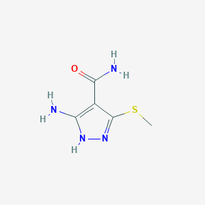 molecular formula C5H8N4OS B1267456 5-amino-3-(methylthio)-1H-pyrazole-4-carboxamide CAS No. 90914-35-5
