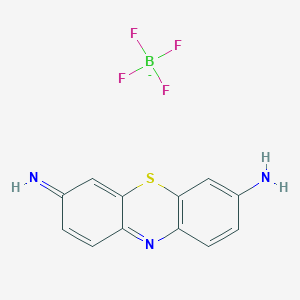 molecular formula C12H10BF4N3S B12674566 (7-Aminophenothiazin-3-ylidene)azanium;tetrafluoroborate CAS No. 84145-78-8