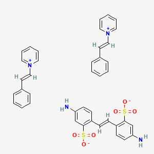 molecular formula C40H36N4O6S2 B12674584 Bis(1-styrylpyridinium) 4,4'-diamino-2,2'-stilbene-2,2'-disulphonate CAS No. 26489-56-5