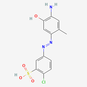 molecular formula C13H12ClN3O4S B12674643 5-((4-Amino-5-hydroxy-o-tolyl)azo)-2-chlorobenzenesulphonic acid CAS No. 94166-74-2