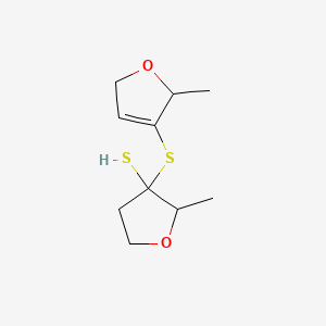 molecular formula C10H16O2S2 B12674685 3-[(2,5-Dihydro-2-methyl-3-furyl)thio]tetrahydro-2-methylfuran-3-thiol CAS No. 38325-24-5