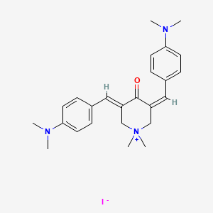 molecular formula C25H32IN3O B12674848 3,5-Bis((4-(dimethylamino)phenyl)methylene)-1,1-dimethyl-4-oxo-piperidinium iodide CAS No. 142816-71-5